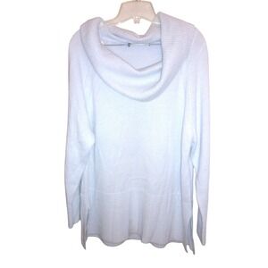 Ivanka Trump Light Blue Cowl Neck Pullover‎ Sweater Acrylic Knit Side Slit Large